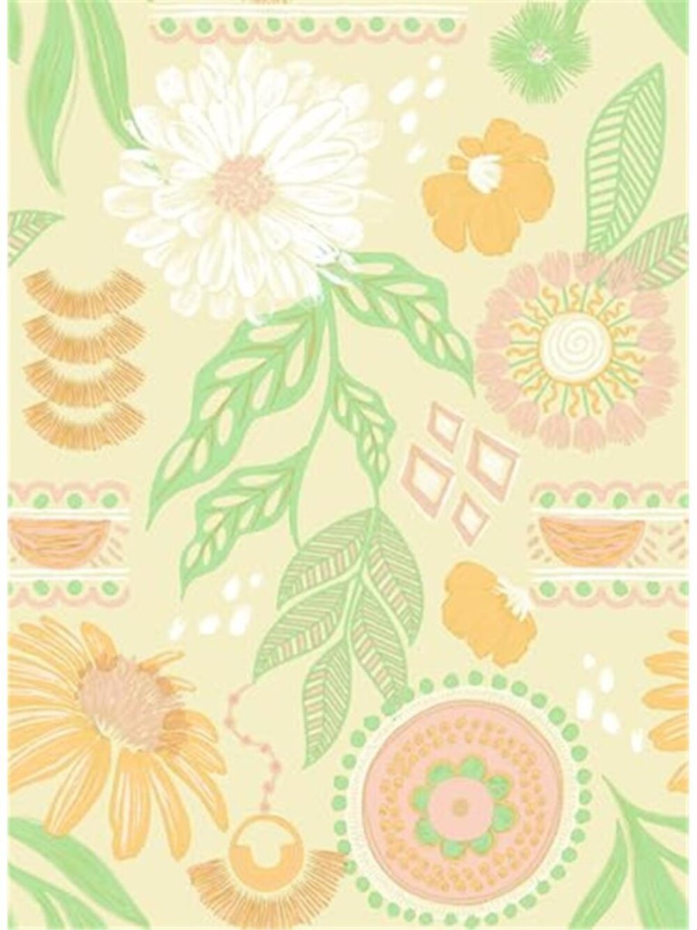 Peel Stick Wallpaper Boho Floral Removable Vinyl Light Yellow Botanical Roll